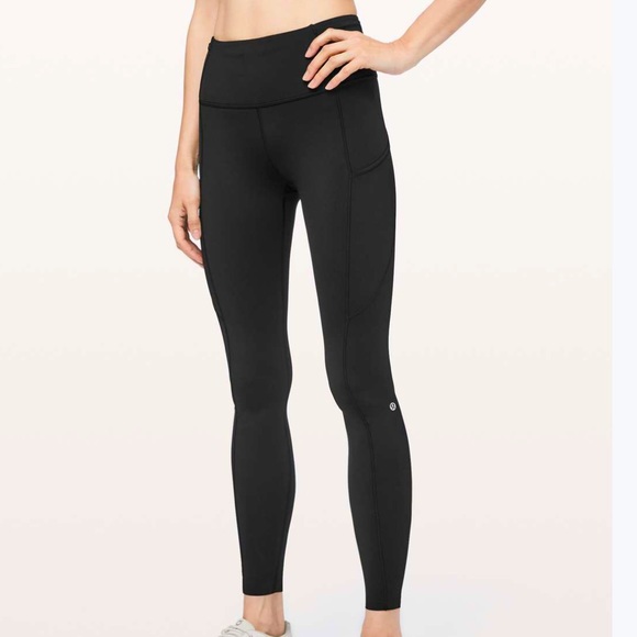 lululemon athletica Pants - Lululemon Athletica Fast and Free 28” Black leggings Size 2 Side pockets